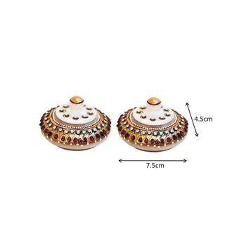 Handicrafts Paradise Kumkum Box pair red stone work 2