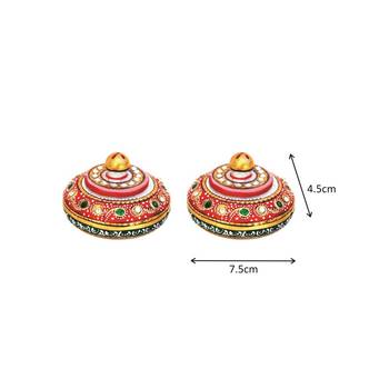 Handicrafts Paradise Kumkum Box pair Meena work 2