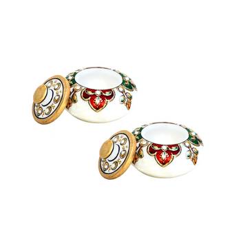 Handicrafts Paradise Kumkum Box pair Multi color Meena work 1