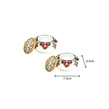 Handicrafts Paradise Kumkum Box pair Multi color Meena work 2