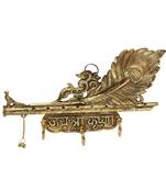 Key holder Feather shaped with flute Antique color in metal