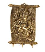 Key holder Ganesha motiff Antique color in metal
