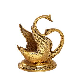 Napkin holder swan shaped in metal Antique golden finish 1