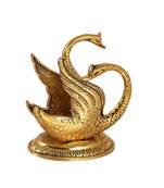 Napkin holder swan shaped in metal Antique golden finish