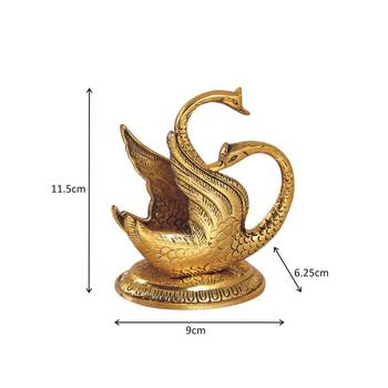 Napkin holder swan shaped in metal Antique golden finish 2