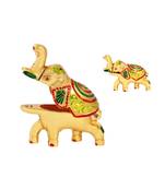 Roli tikka haldi kumkum holder in metal elephant shaped with enamel