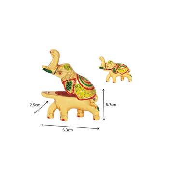 Roli tikka haldi kumkum holder in metal elephant shaped with enamel 2
