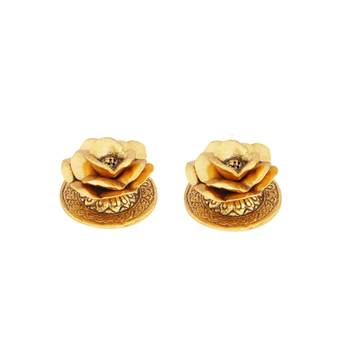 Incense holder pair floral design gold plated 1