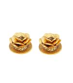 Incense holder pair floral design gold plated