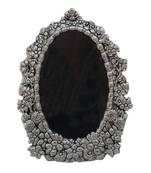 Photo Frame Oval Shaped with Floral Carving in Metal