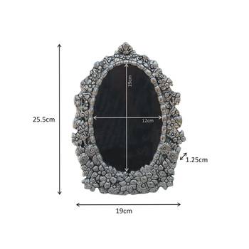 Photo Frame Oval Shaped with Floral Carving in Metal 2