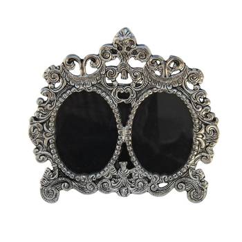 Photo Frame Double Picture Victorian Style in Metal 1