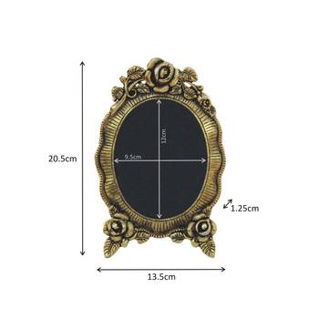 Photo Frame Antique Golden Oval shaped with Floral Motif in Metal 1