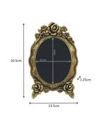 Photo Frame Antique Golden Oval shaped with Floral Motif in Metal
