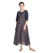 Grey woven cotton long-kurtis