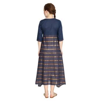 Grey woven cotton long-kurtis 2