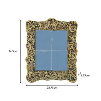 Photo Frame Antique Golden with Intricate Carving in Metal 1
