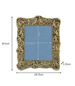 Photo Frame Antique Golden with Intricate Carving in Metal