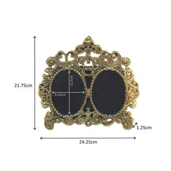 Photo Frame Antique Golden Double Picture Victorian Style in Metal 2