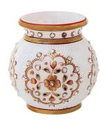 Marble Flower Pot With Gold And Kundan Work