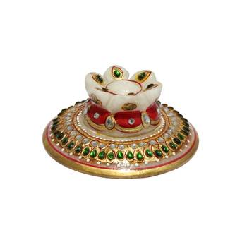 Kundan Embellished Marble Incense Holder 2