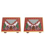 Handicrafts Paradise chowki pair peacock design