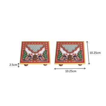 Handicrafts Paradise puja chowki pair kalash design 1