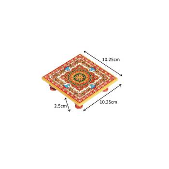 Marble Chowki with intricate floral Painting 2