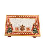 Marble Puja Chowki Rectangle shape with Kalash design