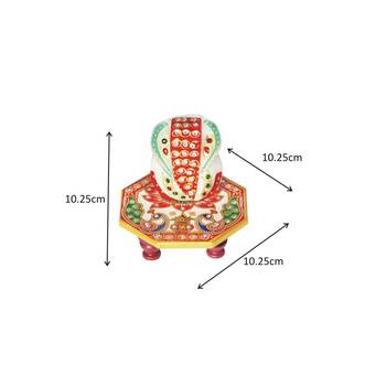 Ganesha on octagonal Chowki with Peacock Painted 2