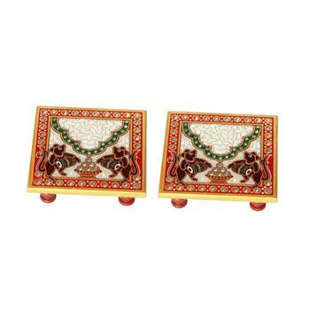 Marble Chowki pair with Mouse Painted 2