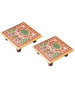 Marble Chowki pair with Lotus Painting