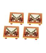 Marble Chowki set of 4 pc with Mouse Painted