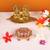 Marble Ocatagonal Puja Chowki set of 4 pc painted with Peacock design