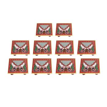 Handicrafts Paradise Marble Pooja Chowki Set Of 10 Pc 1