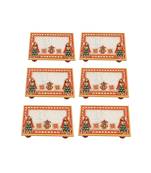 Marble Puja Chowki set of 6 pc Rectangle shape with Kalash design