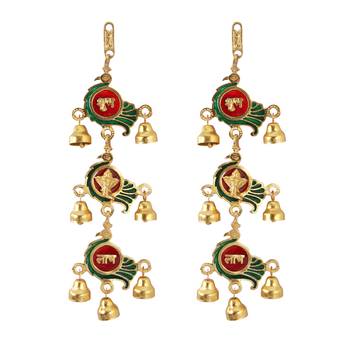Hanging Pair in metal Peacock shaped with bells 1