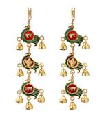 Hanging Pair in metal Peacock shaped with bells