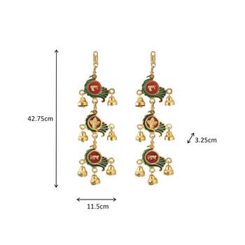Hanging Pair in metal Peacock shaped with bells 2