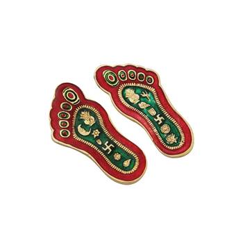 Metal Paduka with red and green meena 1