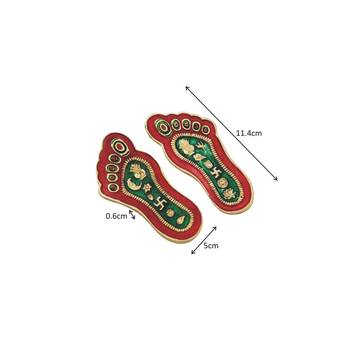 Metal Paduka with red and green meena 2