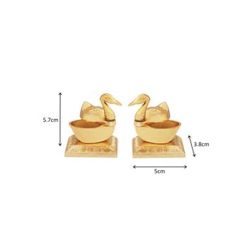 Pair of Roli tikka haldi kumkum holder in metal swan shaped 2