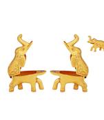 Pair of Roli tikka haldi kumkum double holder in metal swan shaped