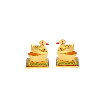 Pair of Roli tikka haldi kumkum holder in metal elephant shaped 1