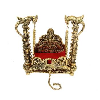 Handicrafts Paradise Handicrafted Pooja Jhula | Swing | Palana | Nand Gopal Palana in Metal - 8 x 3.5 x 6.5 inches 2