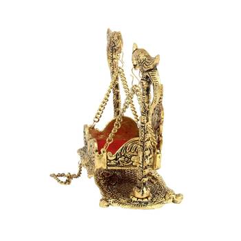Handicrafts Paradise Handicrafted Pooja Jhula | Swing | Palana | Nand Gopal Palana in Metal - 8 x 3.5 x 6.5 inches 3