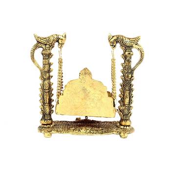 Handicrafts Paradise Handicrafted Pooja Jhula | Swing | Palana | Nand Gopal Palana in Metal - 8 x 3.5 x 6.5 inches 4