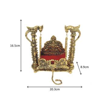 Handicrafts Paradise Handicrafted Pooja Jhula | Swing | Palana | Nand Gopal Palana in Metal - 8 x 3.5 x 6.5 inches 5