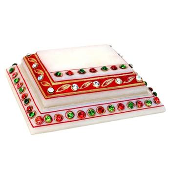 Marble Step Chowki With Kundan Work 1