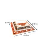 Marble Step Chowki With Red And Blue Enamel Work